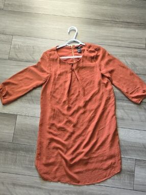 H&M Rust Orange Shift Dress with Gold Zipper